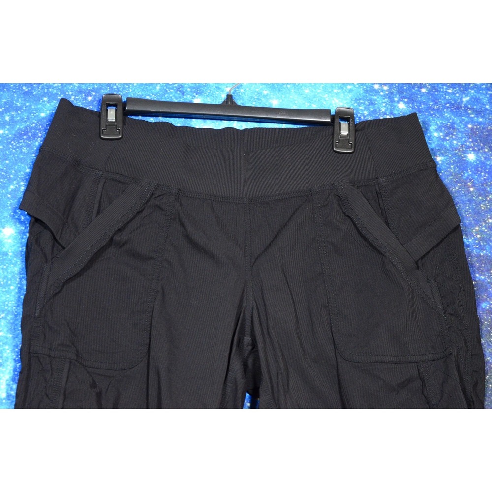 Lululemon Pants Womens 12 Black Ruched Leg Cargo Athletic Yoga Lounge Stretch - Picture 2 of 8